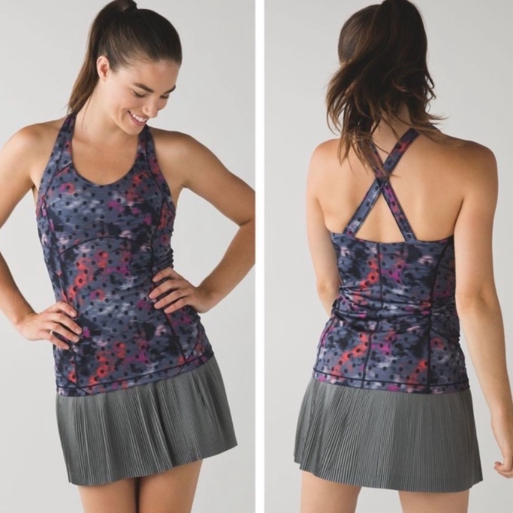 Lululemon Kanto Catch Me Tank Top Windy Blooms Regal Plum Multi / Black Size 6